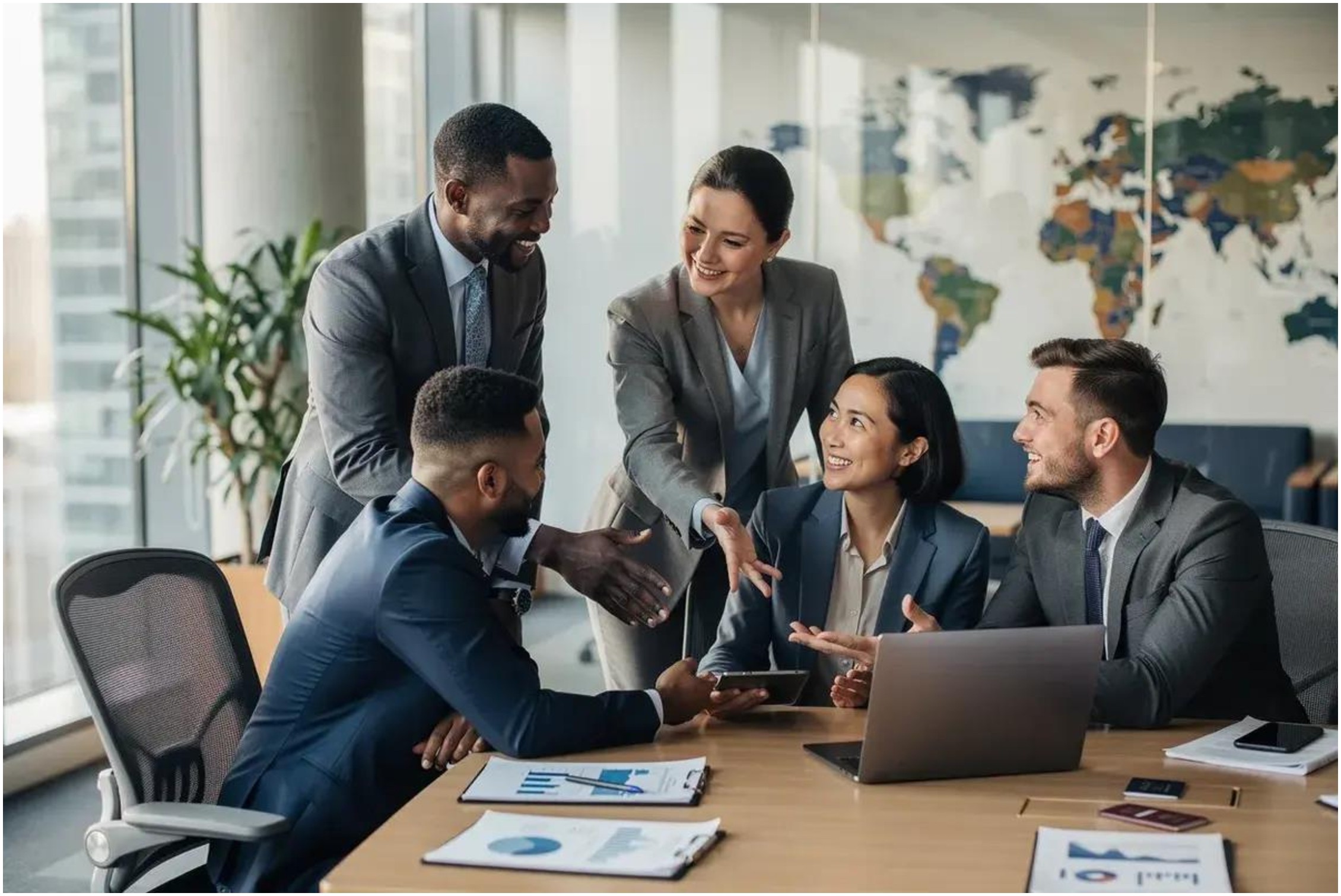 International business team in a collaborative meeting